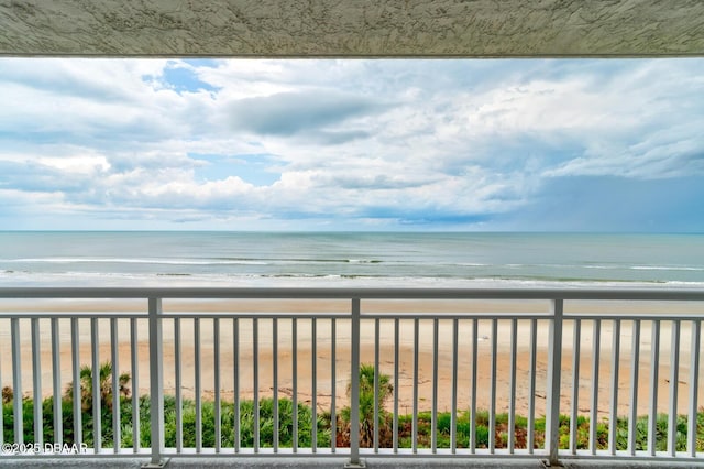 view of water feature with a view of the beach