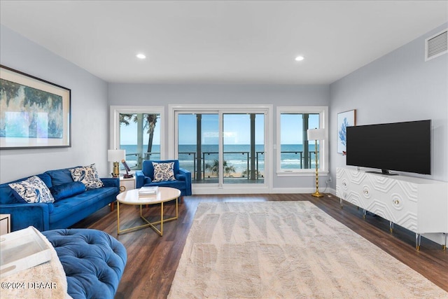 living room with wood-type flooring