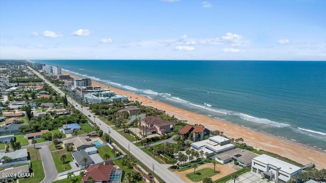 aerial view with a beach view and a water view