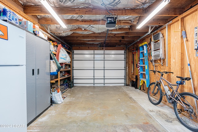 garage with a garage door opener