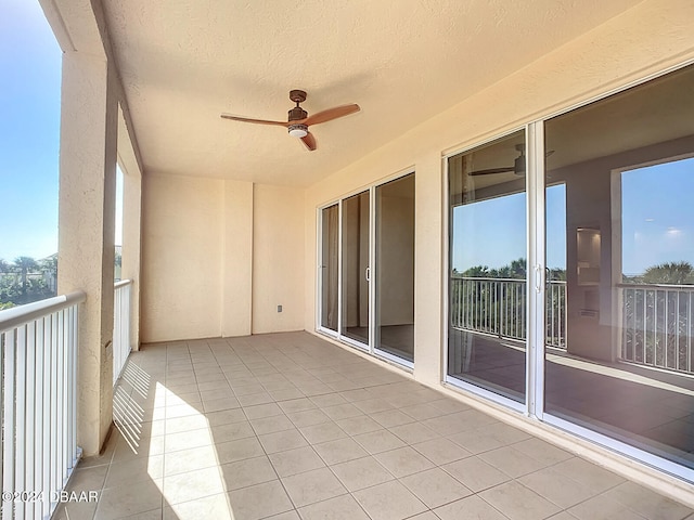 balcony with ceiling fan