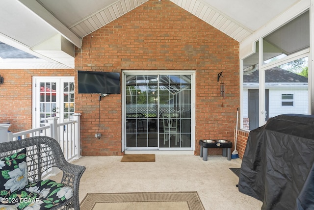 view of patio / terrace with french doors and grilling area