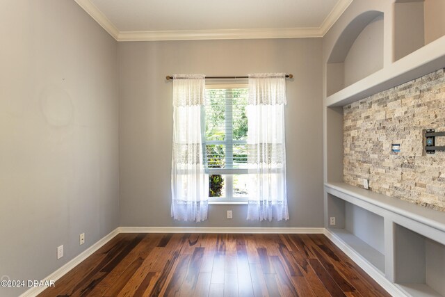 bathroom with tile patterned flooring, vanity, crown molding, and shower with separate bathtub