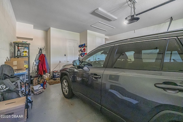 garage with a garage door opener