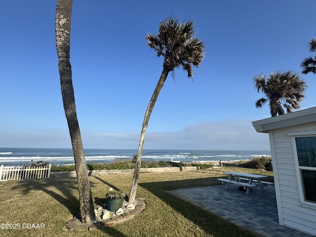 view of water feature featuring a view of the beach