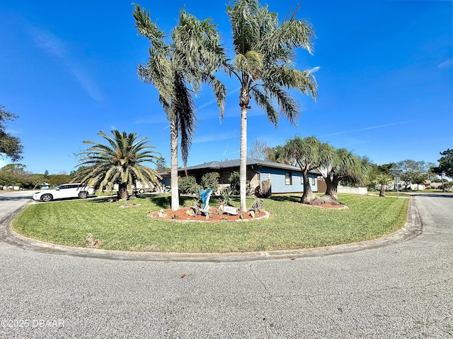 view of front of home with a front yard