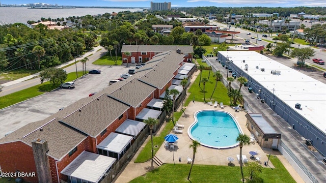 bird's eye view featuring a water view