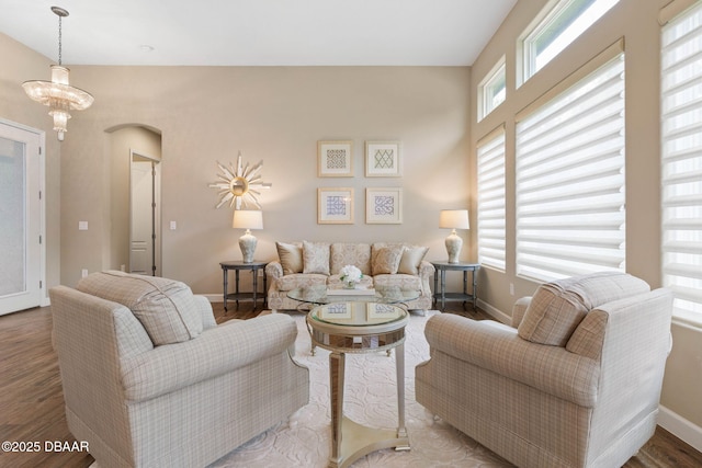 living room with hardwood / wood-style flooring