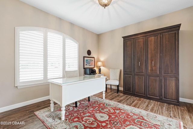 office area featuring dark hardwood / wood-style flooring