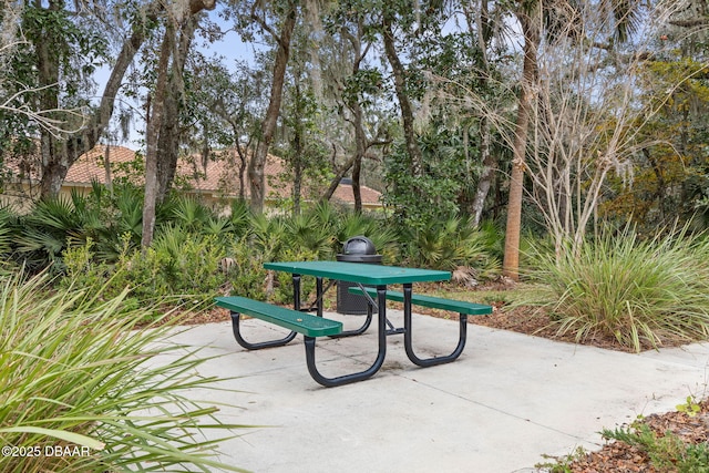 view of community with a patio area