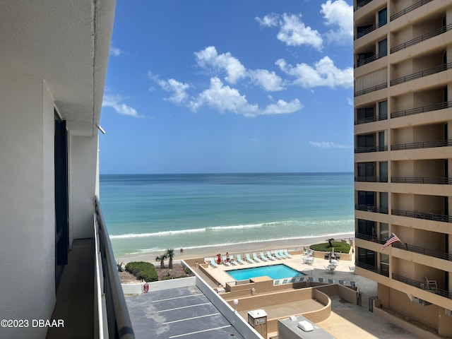 view of water feature with a view of the beach