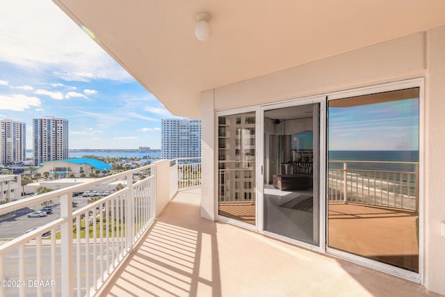 balcony with a water view