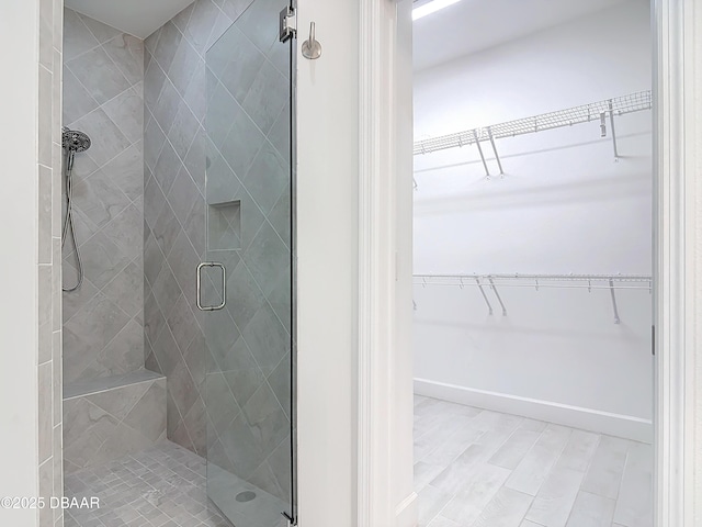 bathroom featuring walk in shower