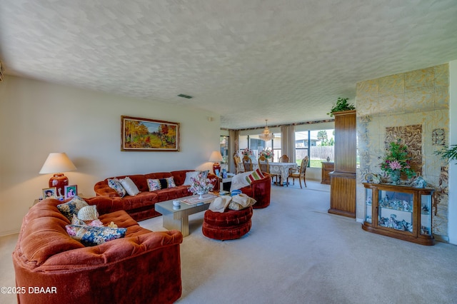 45 Harvard Dr, Ormond Beach, FL 32176 - carpeted living area with a textured ceiling