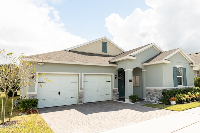 view of front of house with a garage