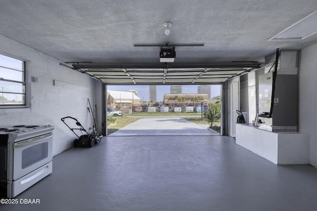 garage with a garage door opener