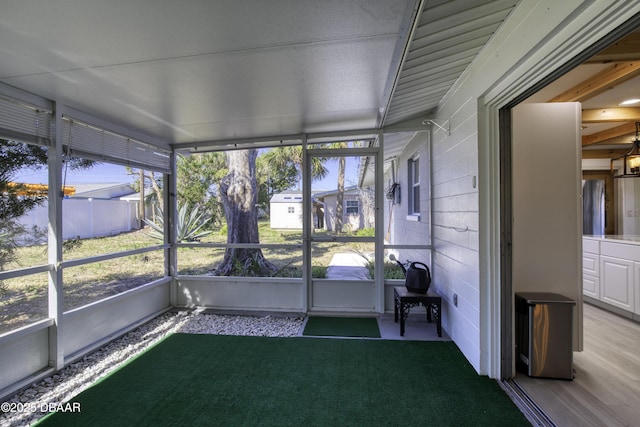 view of unfurnished sunroom