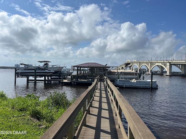 view of dock featuring a water view