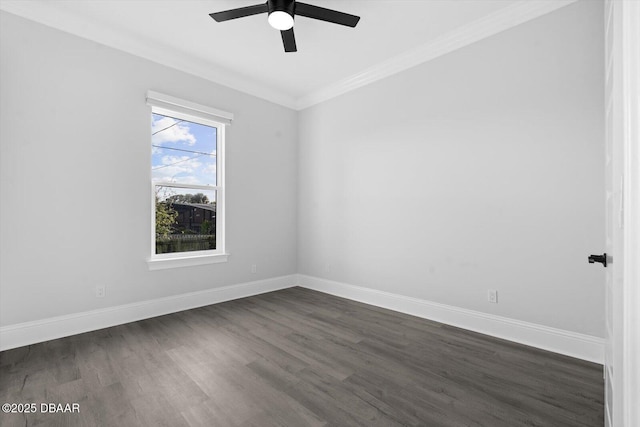 142 Sandpiper Ridge Dr, Ormond Beach, FL 32176 - spare room featuring ornamental molding, ceiling fan, dark wood-style floors, and baseboards