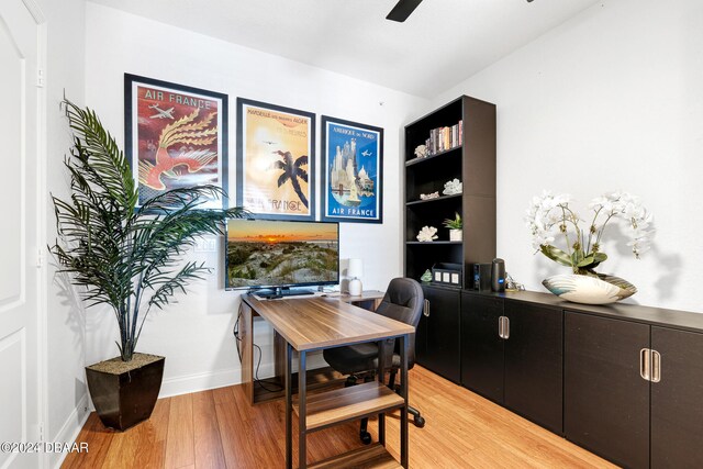 office area featuring hardwood / wood-style floors