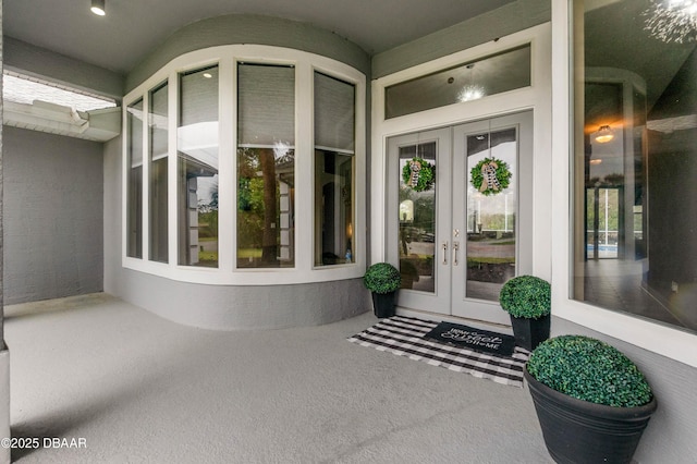 property entrance with french doors