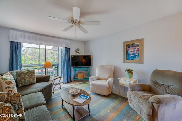 4405 Sea Mist Dr Unit 218, New Smyrna Beach, FL 32169 - living area with ceiling fan