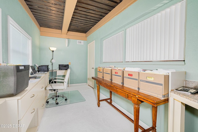 46 Oceanview Ave, Ponce Inlet, FL 32127 - carpeted office space with wooden ceiling