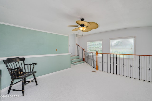 46 Oceanview Ave, Ponce Inlet, FL 32127 - unfurnished room with a ceiling fan, carpet flooring, and ornamental molding