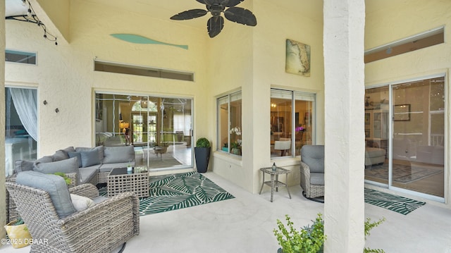 156 Holly Hill Ct, New Smyrna Beach, FL 32168 - view of patio featuring an outdoor hangout area and ceiling fan