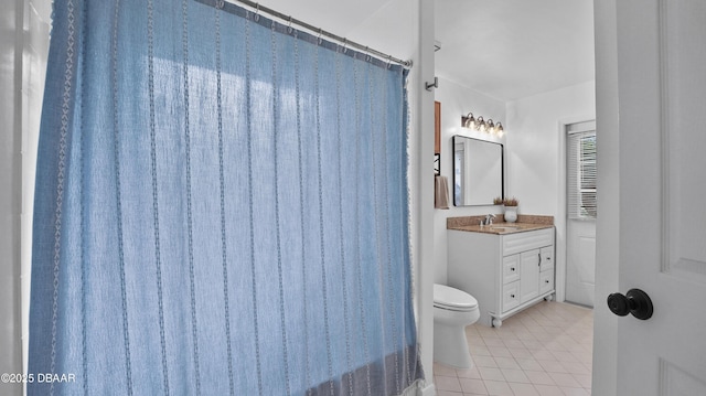 156 Holly Hill Ct, New Smyrna Beach, FL 32168 - full bathroom with vanity, tile patterned floors, and curtained shower