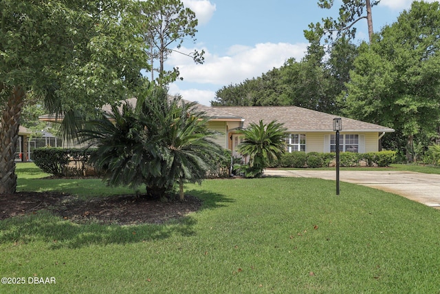 113 Bridgehaven Dr, Palm Coast, FL 32137 - view of property hidden behind natural elements featuring a front lawn and driveway