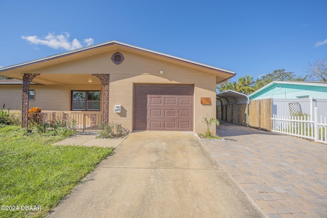 view of front of house with a garage