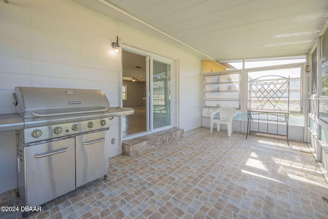 view of unfurnished sunroom