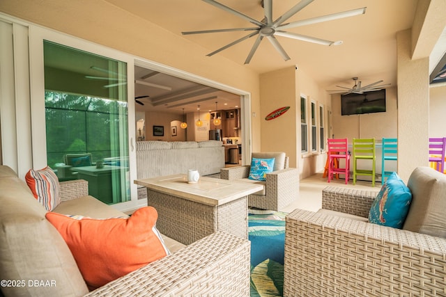 150 Portofino Blvd, New Smyrna Beach, FL 32168 - view of patio / terrace with a ceiling fan and an outdoor living space