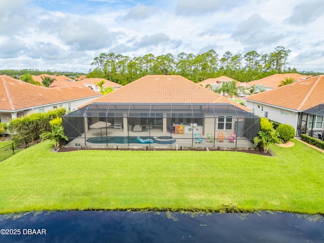 150 Portofino Blvd, New Smyrna Beach, FL 32168 - rear view of property featuring an outdoor pool, a patio, and a lanai
