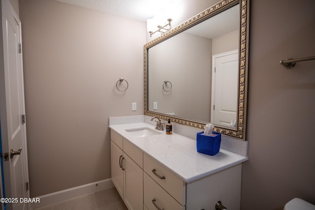 76 Longridge Ln, Ormond Beach, FL 32174 - half bath featuring vanity, baseboards, and tile patterned floors