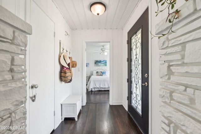 foyer entrance with dark wood-type flooring