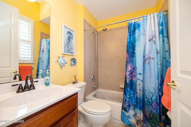 1491 Hohe Ln, Ormond Beach, FL 32174 - bathroom featuring vanity, toilet, and shower / tub combo with curtain
