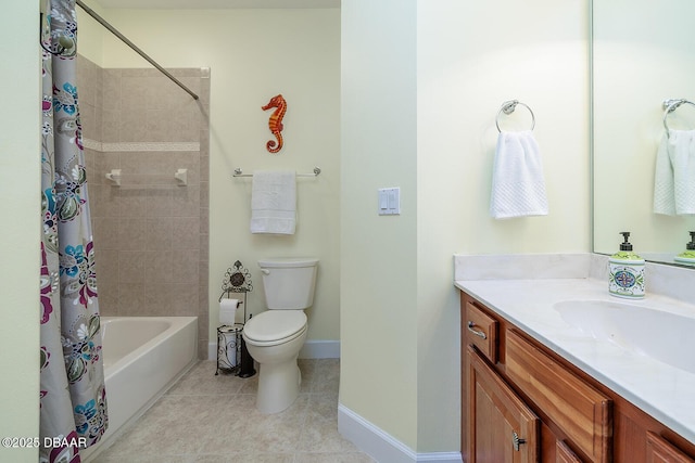 1491 Hohe Ln, Ormond Beach, FL 32174 - full bath featuring vanity, toilet, tile patterned floors, and shower / bathtub combination with curtain