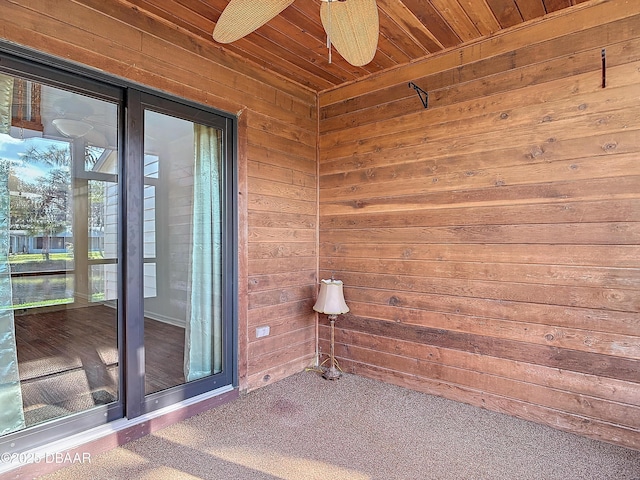 interior space with a ceiling fan