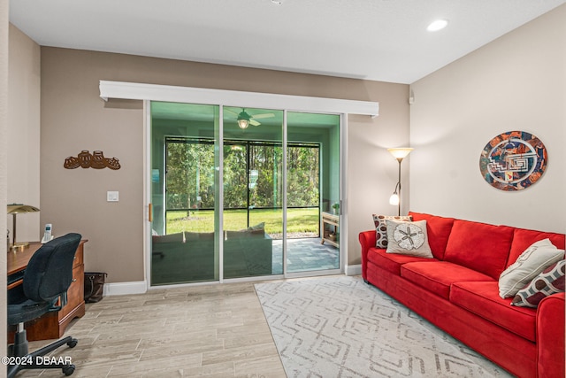 living room featuring light wood-type flooring