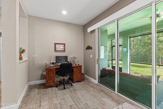 office space featuring light wood-type flooring