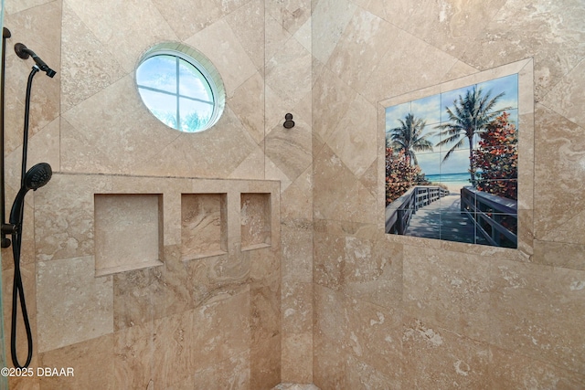 interior space featuring a tile shower