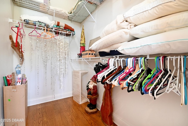 walk in closet featuring hardwood / wood-style floors