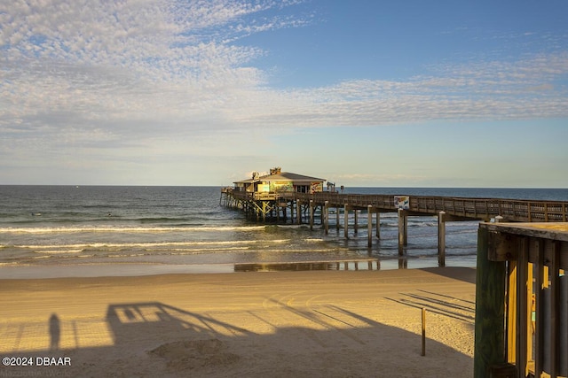 dock area featuring a water view