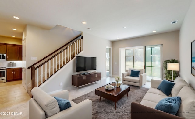 living room featuring light hardwood / wood-style flooring