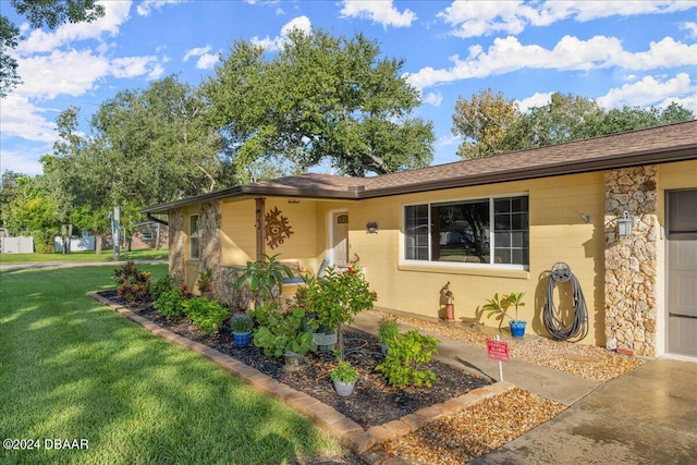 ranch-style house featuring a front yard