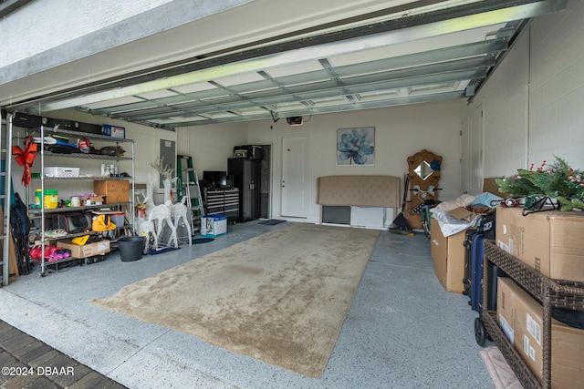 garage with a garage door opener