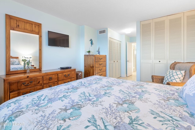 bedroom featuring multiple closets