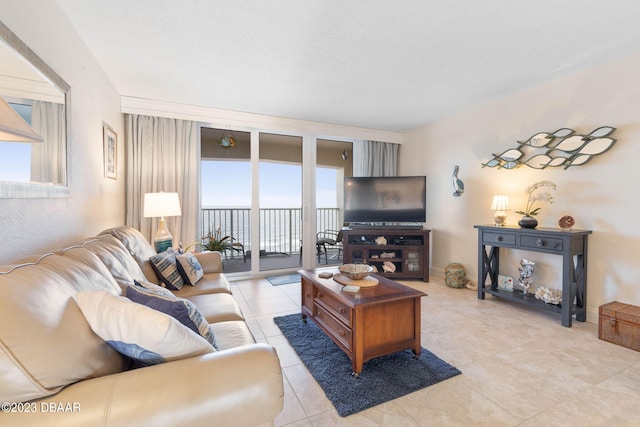 view of tiled living room